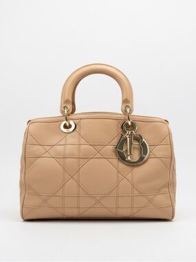 Dior Beige Cannage Leather Granville Polochon Satchel